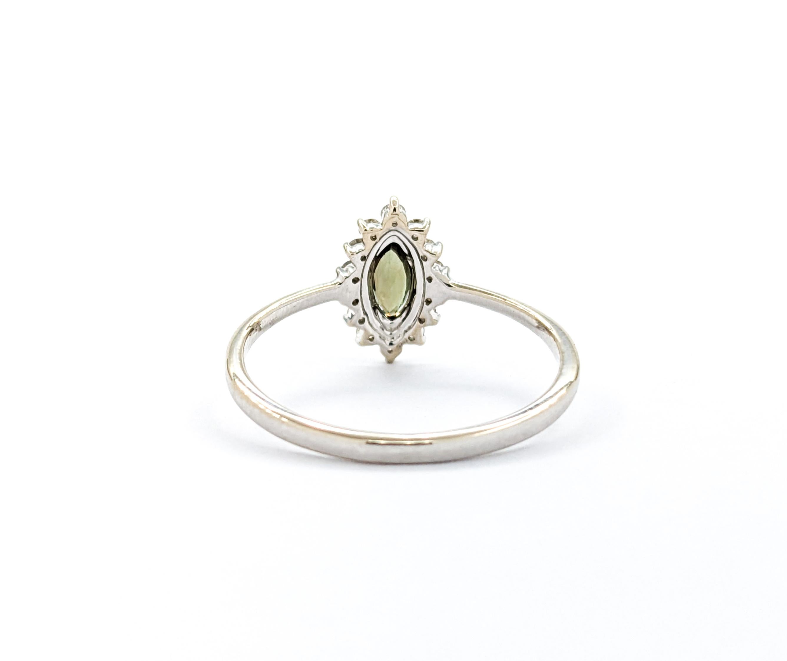 Marquise Alexandrite With Diamonds In White Gold GIA 3