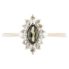 Marquise Alexandrite With Diamonds In White Gold GIA