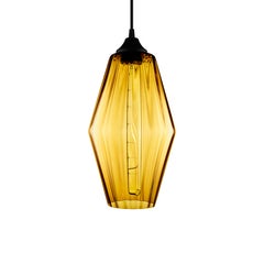 Marquise Amber Optique Handblown Modern Glass Pendant Light, Made in the USA