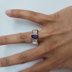 Marquise Amethyst & Diamond Accented Engagement Ring