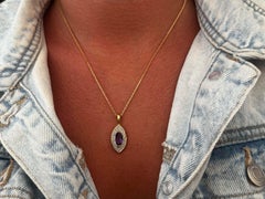 Marquise Amethyst Diamond Necklace and Earrings Matching Set 14k Gold