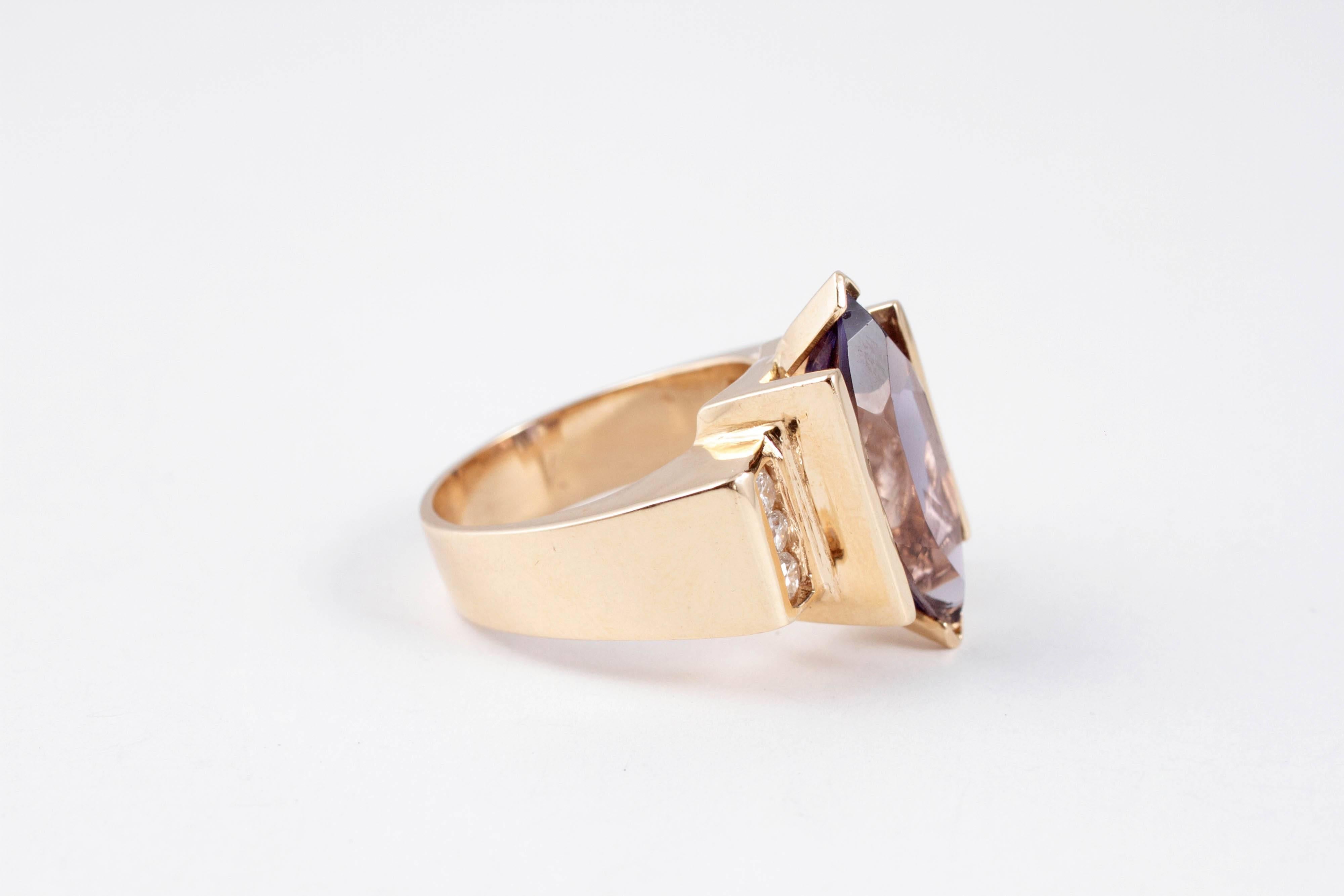 Women's Marquise Amethyst Yellow Gold Diamond Ring