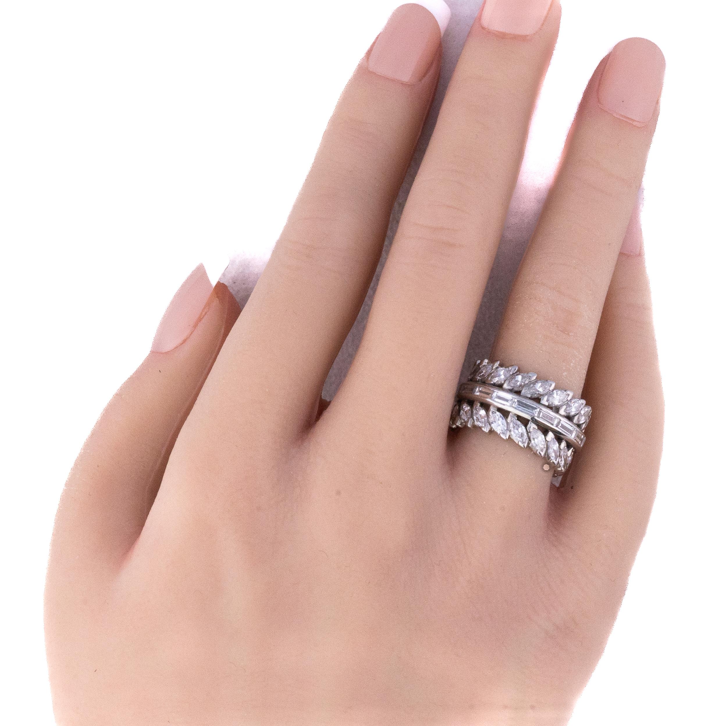 Rétro Marquise and Baguette Diamond Eternity Band in vendita