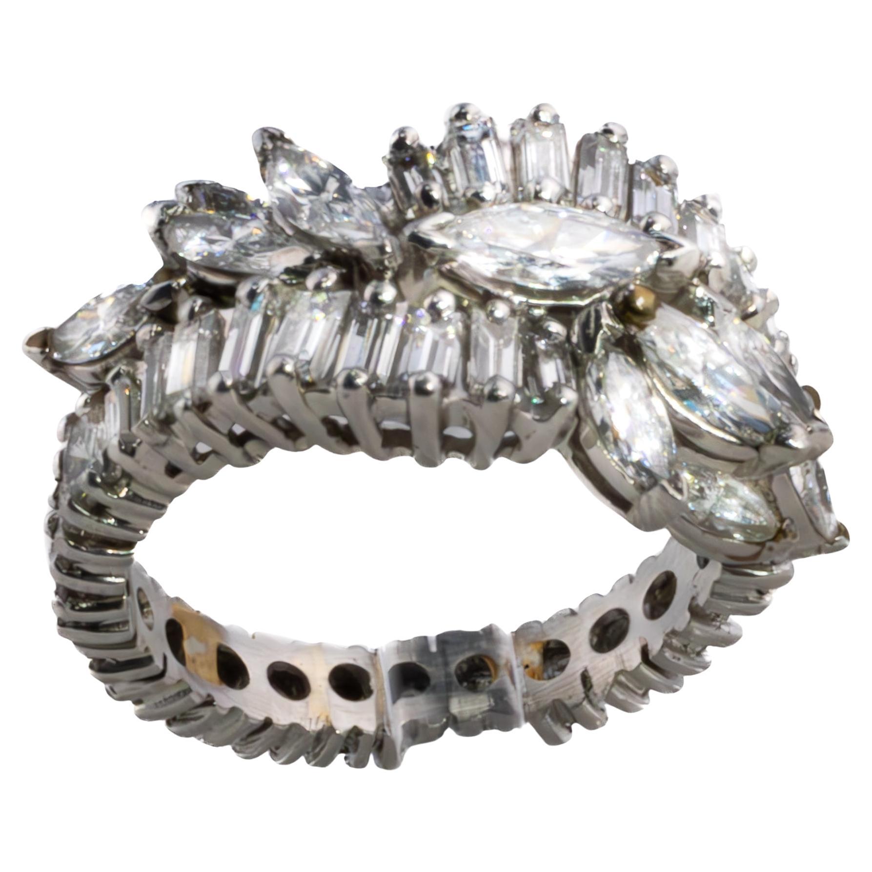 Marquise and Baguette Diamond Eternity Band Ring For Sale