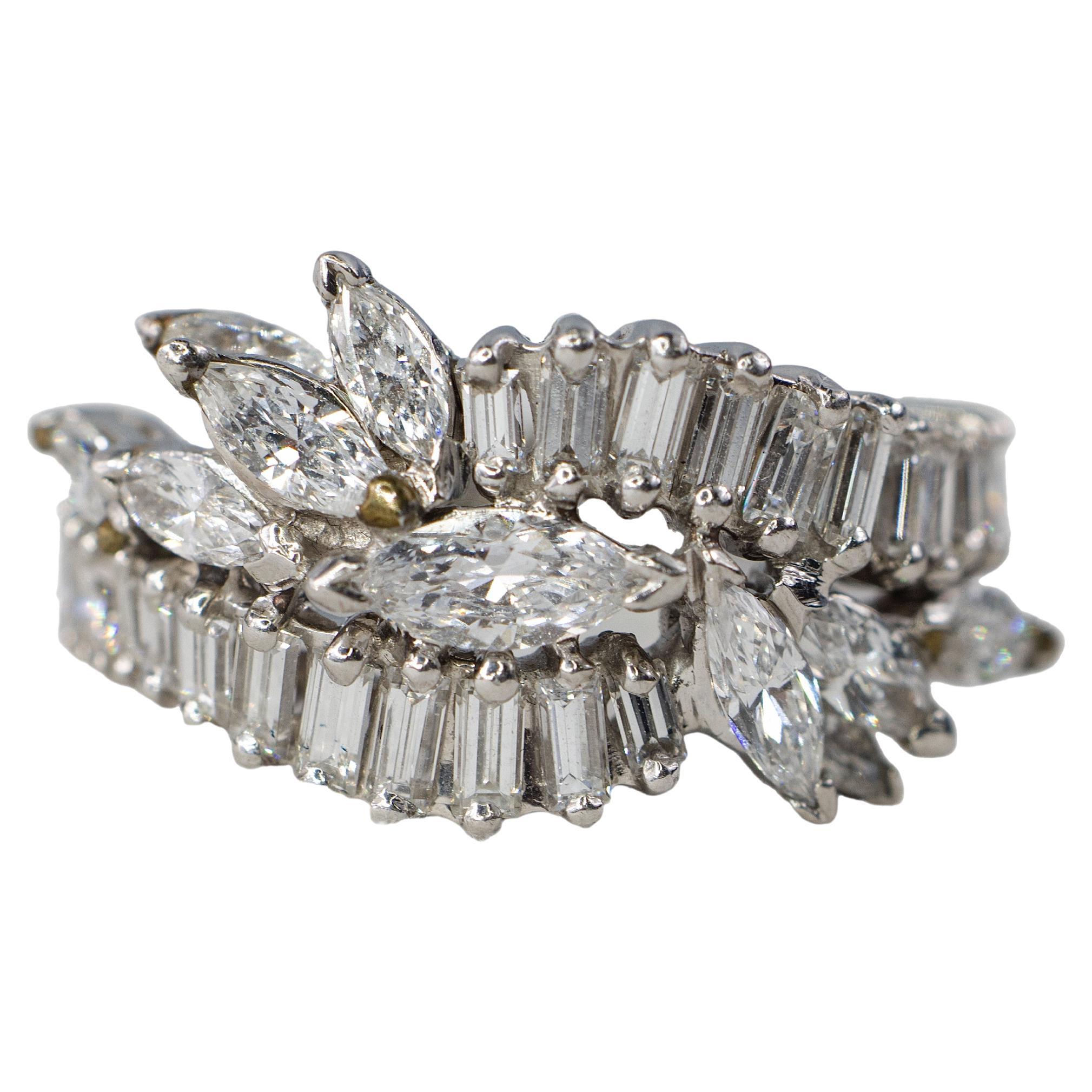 Marquise and Baguette Diamond Eternity Band Ring For Sale