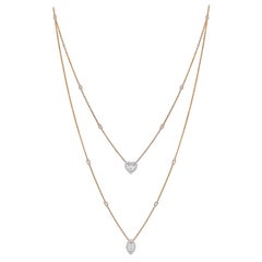 Marquise and Heart Diamond Necklace in 18K Yellow Gold IGI Certified