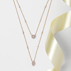 Marquise and Heart Diamond Necklace in 18K Yellow Gold IGI Certified