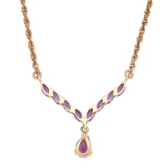 Marquise and Pear Cut Amethyst Y-Drop Necklace 925 Sterling Silver 3.00Cttw