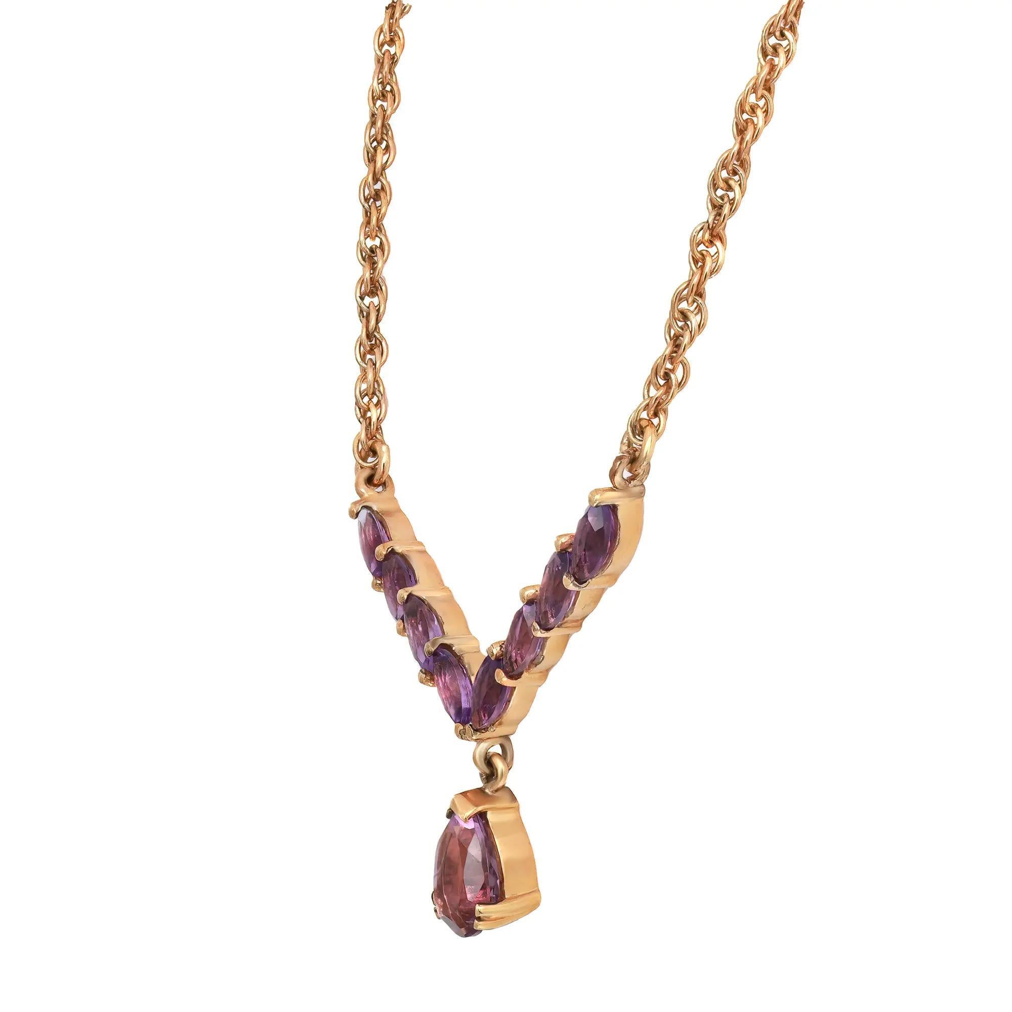 Moderno Collana a goccia con ametista taglio marquise e pera in argento 925 3,00Cttw in vendita