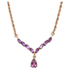 Marquise and Pear Cut Amethyst Y-Drop Necklace 925 Sterling Silver 3.00Cttw