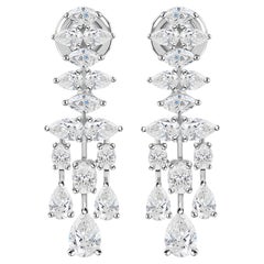 Marquise Pear Diamond Drop Earrings in 14K White Gold Statement Jewelry