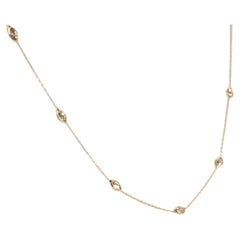 Marquise and Pear Shape Diamond Station Dainty Necklace 18k Yellow Gold R4061