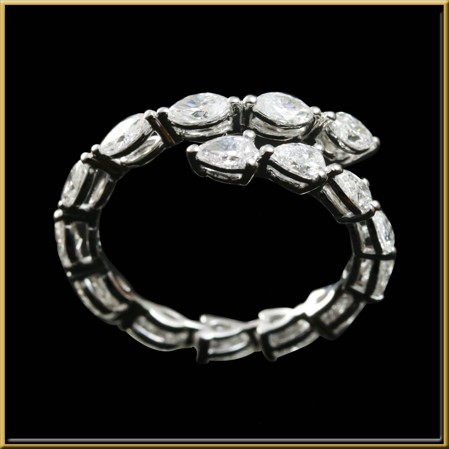 For Sale:  Marquise and Pear Shape Diamond Wrap Around Eternity Ring in 18 Karat Gold 2