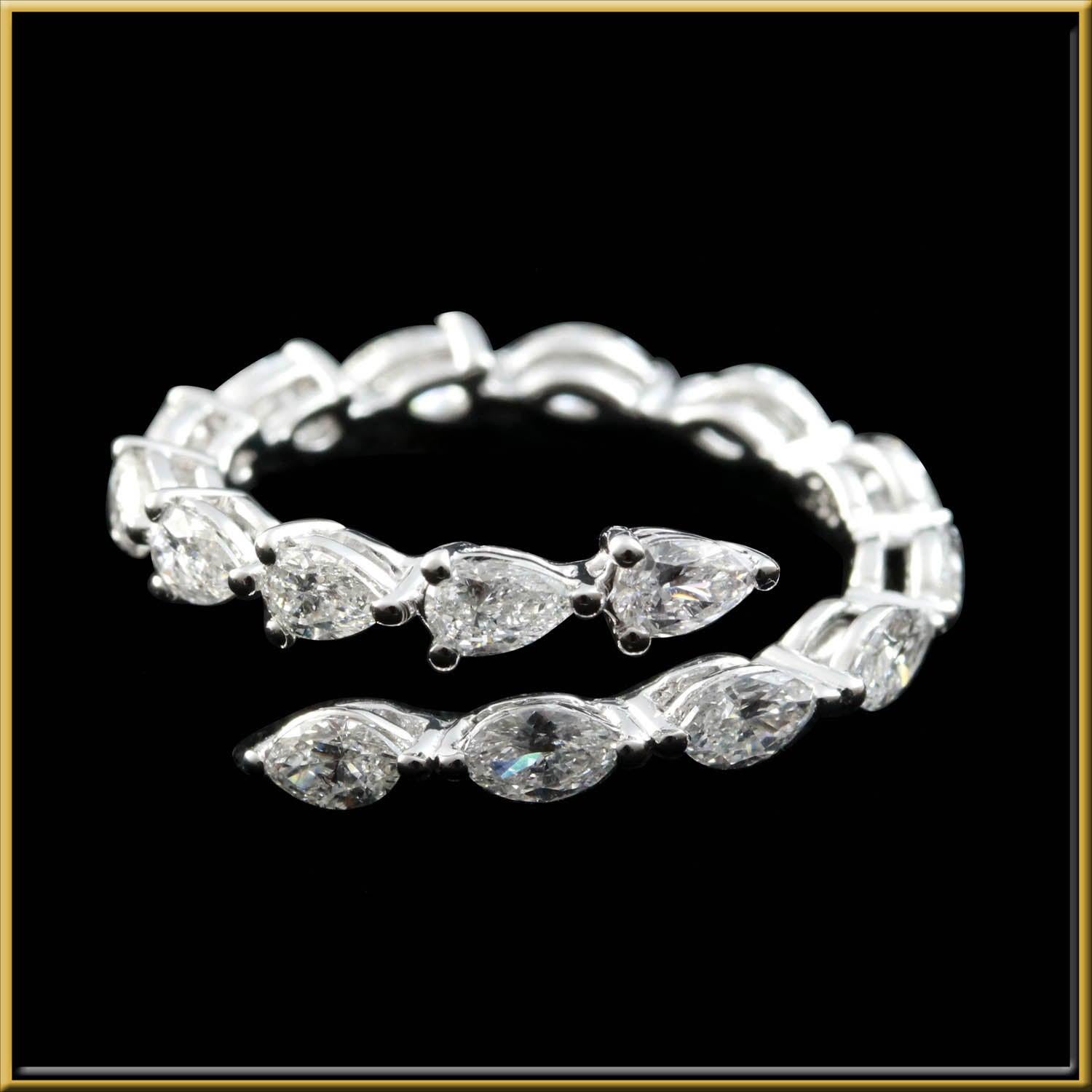 For Sale:  Marquise and Pear Shape Diamond Wrap Around Eternity Ring in 18 Karat Gold 3