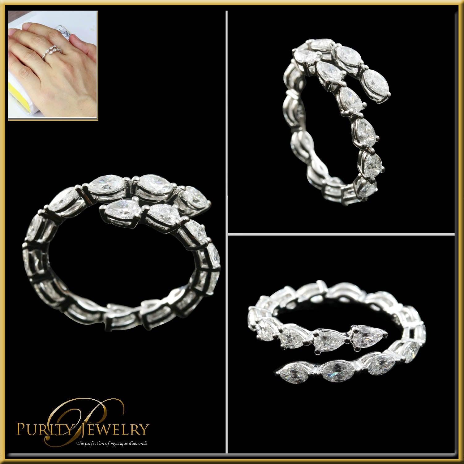 For Sale:  Marquise and Pear Shape Diamond Wrap Around Eternity Ring in 18 Karat Gold 4