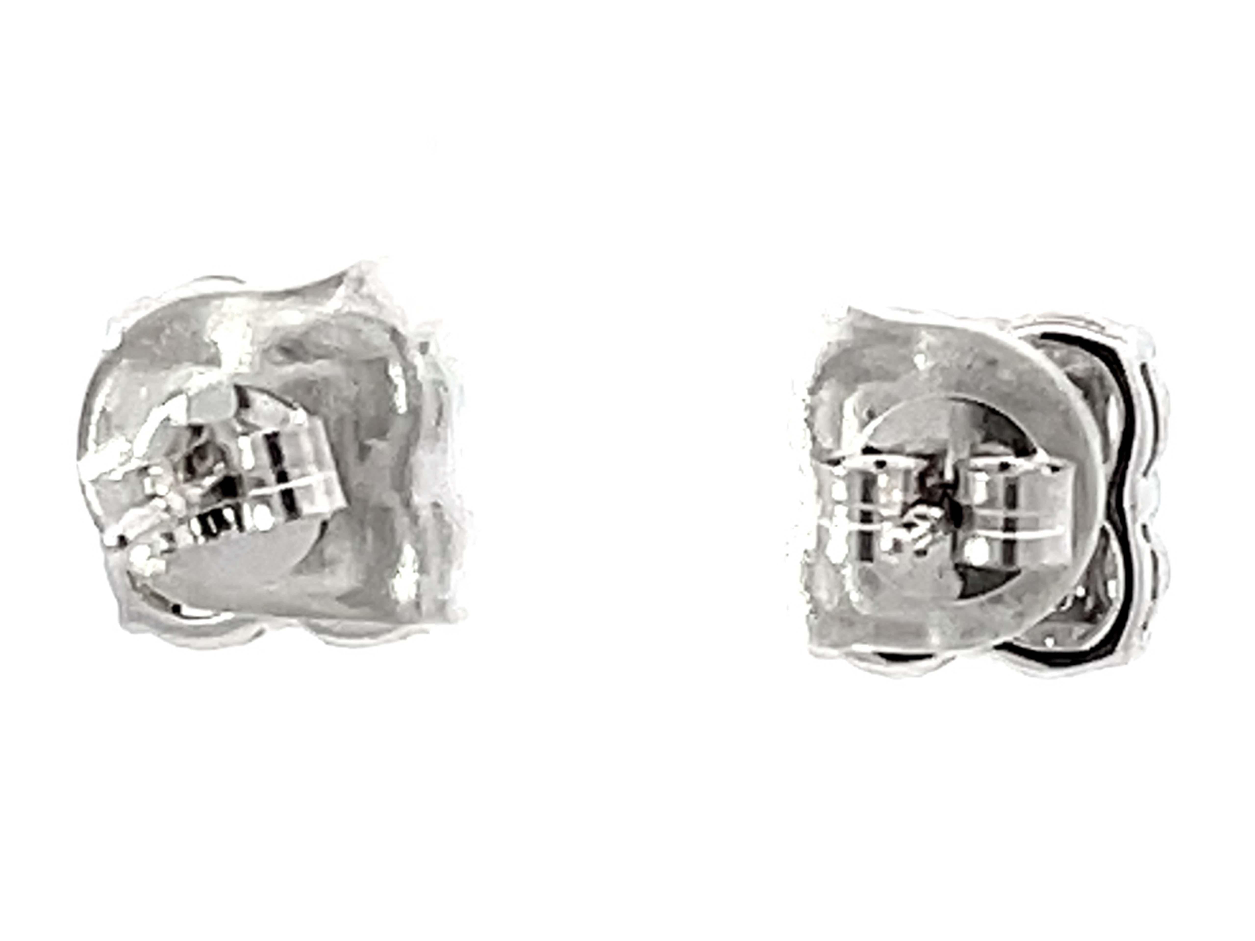 Marquise and Princess Cut Diamond Stud Earrings 18k White Gold For Sale 1