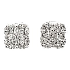 Orecchini con diamante taglio marquise e principessa in oro bianco 18 carati