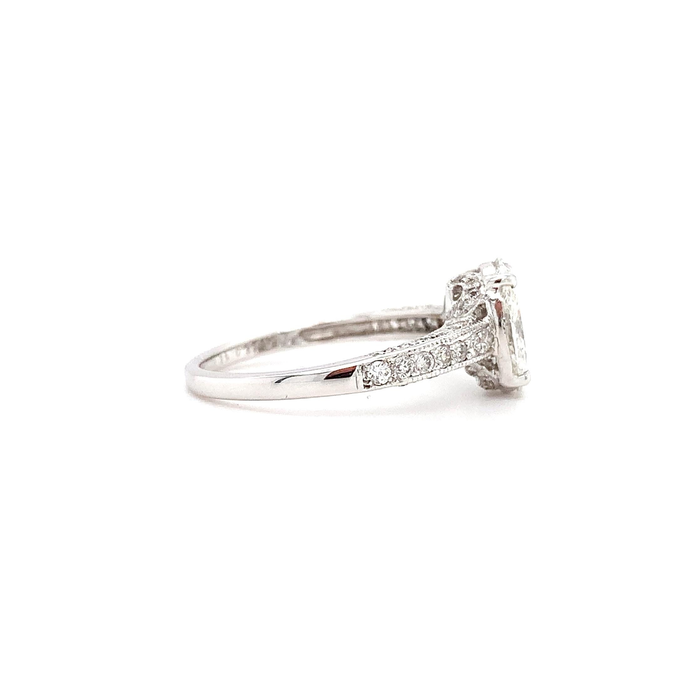 Marquise and princess diamond engagement ring 18k white gold For Sale 1