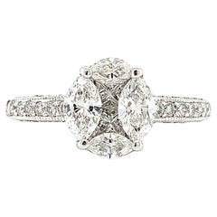 Marquise and princess diamond engagement ring 18k white gold