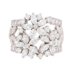 Marquise and Round Brilliant Diamond Cluster Ring