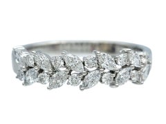 Marquise and Round Cut Diamond Band Ring in Polished 18 Karat White Gold
