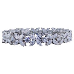 Marquise and Round Cut Moissanite Bracelet 925 Sterling Silver Flower Bracelet.