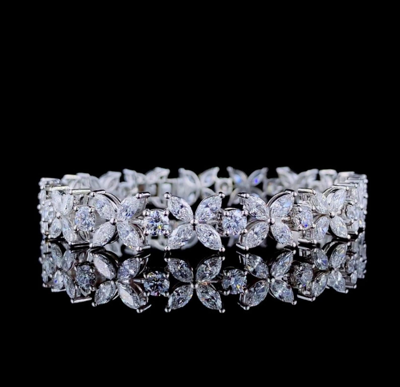Marquise und Runde Cut Moissanite Armband 925 Sterling Silber Blume Armband. 1