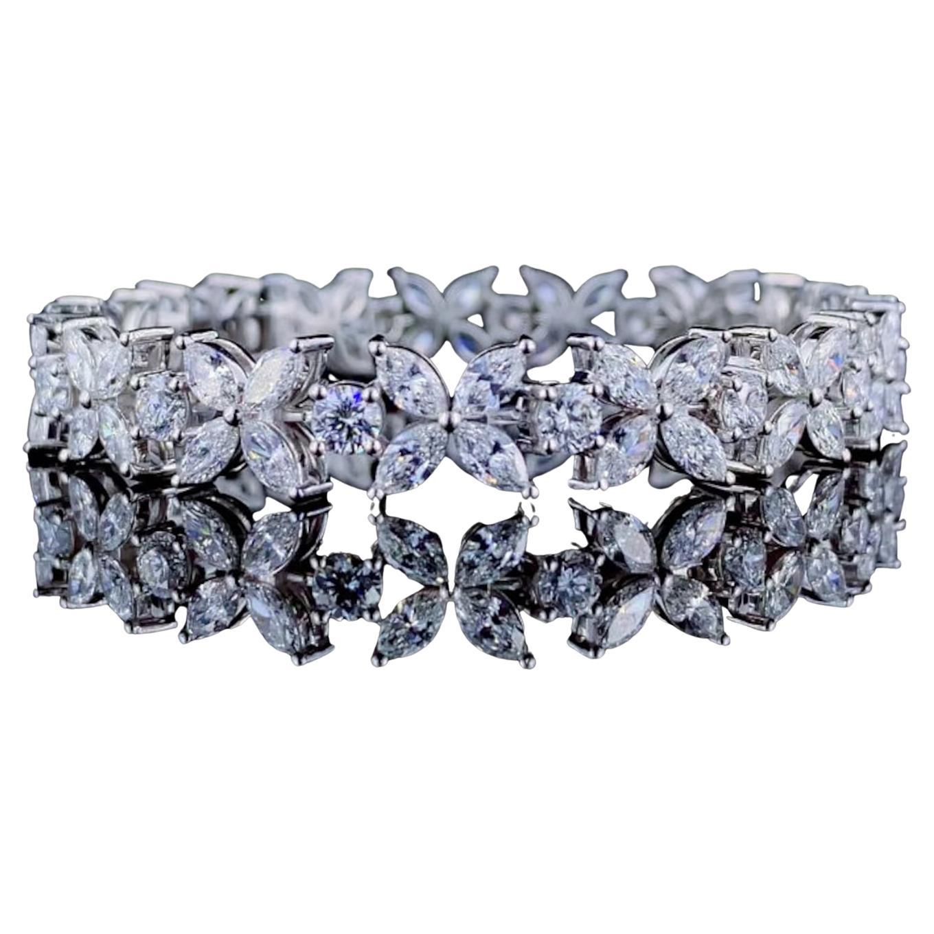 Marquise and Round Cut Moissanite Bracelet 925 Sterling Silver Flower Bracelet. For Sale