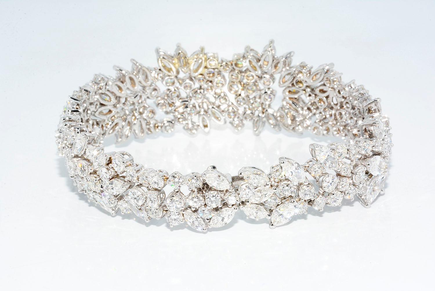 Marquise Cut Marquise and Round Diamond Bracelet