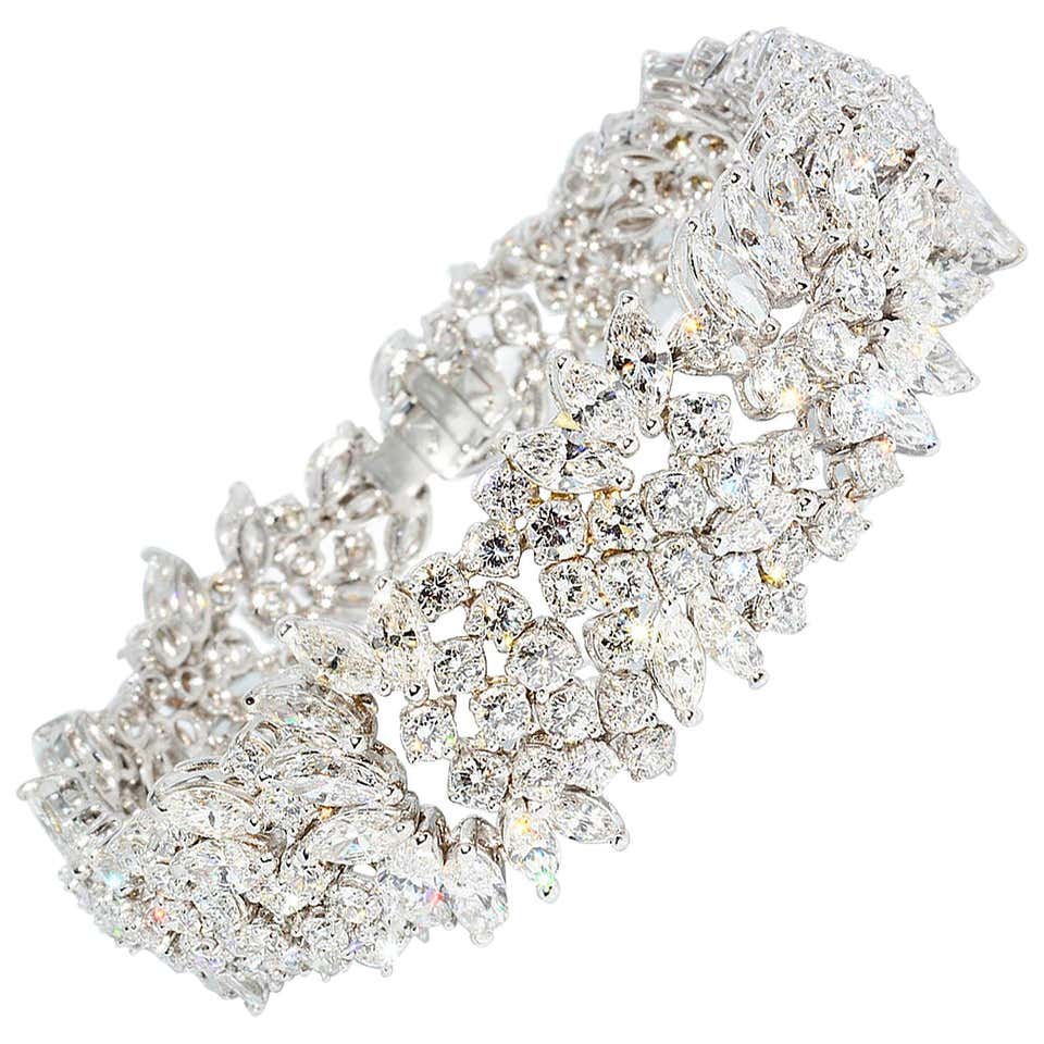 Marquise and Round Diamond Bracelet at 1stDibs