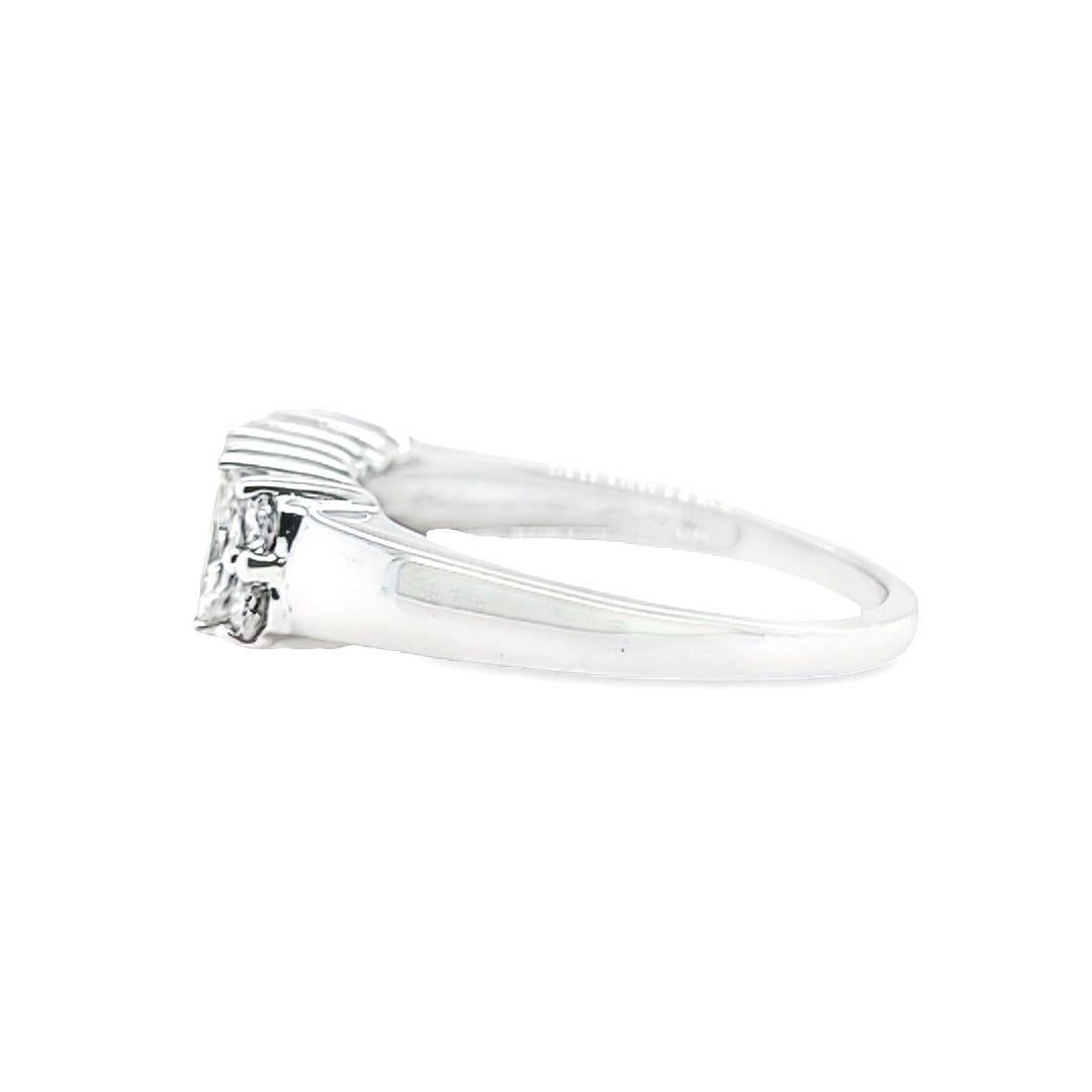 Marquise Cut Marquise and Round Diamond Ring in White Gold For Sale