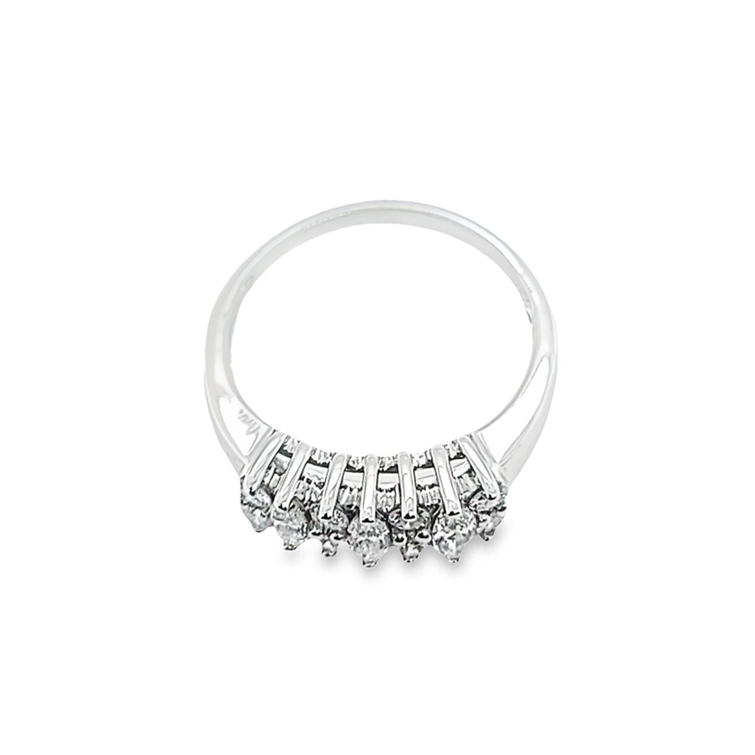 Women's or Men's Marquise and Round Diamond Ring in White Gold For Sale