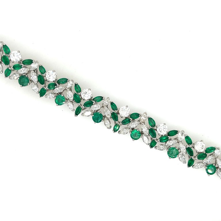 Marquise And Round Emerald Diamond Bracelet Platinum For Sale At 1stDibs marquise-and-round-emerald-diamond-bracelet-platinum-for-sale-at-1stdibs