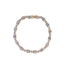 Marquise und runde Tansanite Gold Cluster Link Vintage-Armband