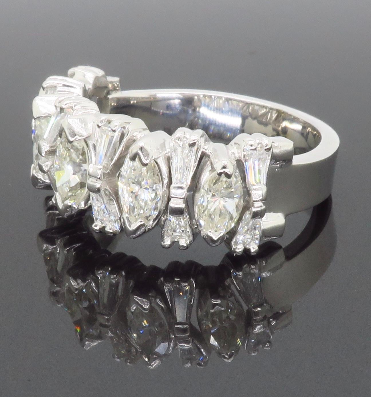 Marquise and Tapered Baguette Diamond Band For Sale 6