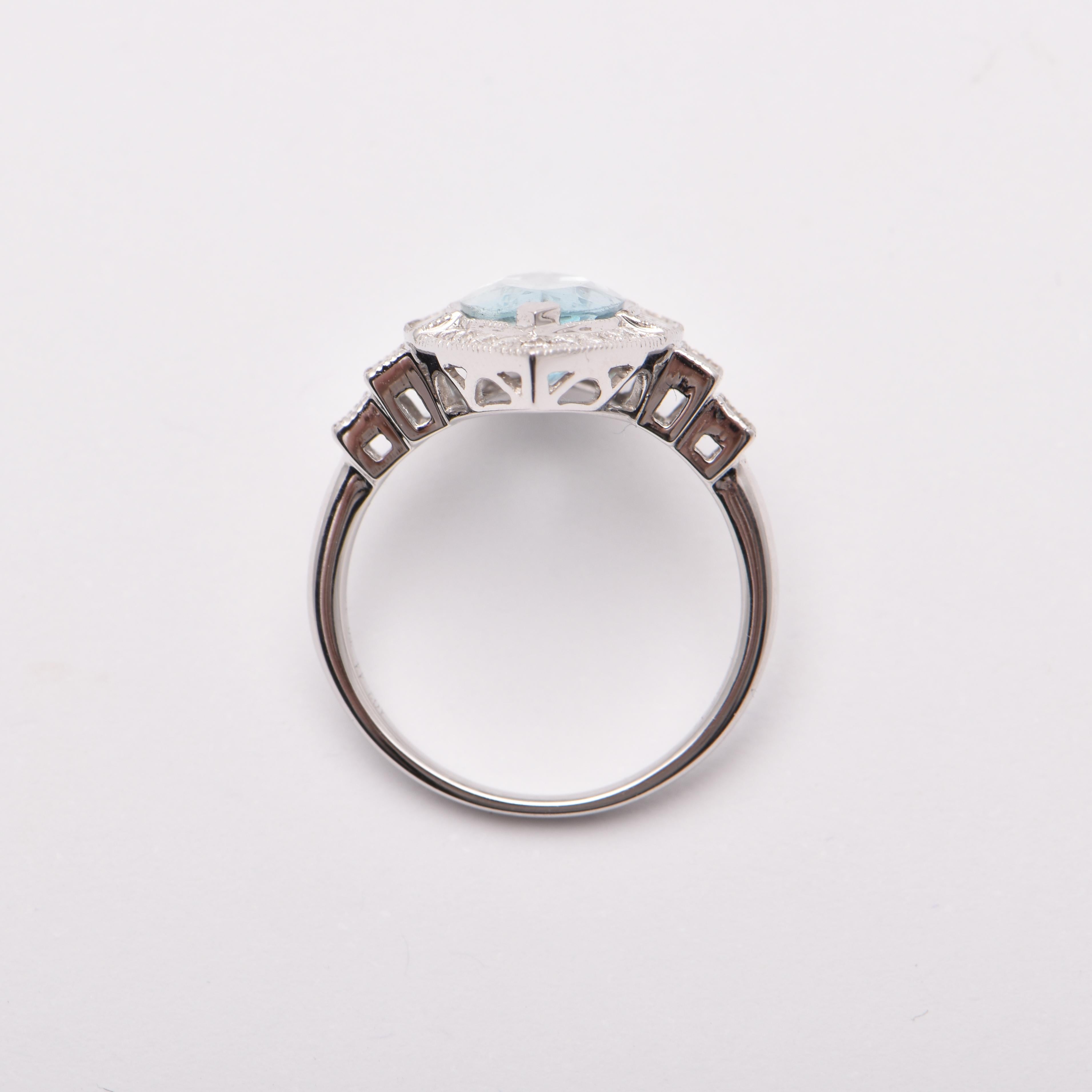 Marquise Cut Marquise Aquamarine and Diamond Cocktail Ring in 18 Carat White Gold For Sale