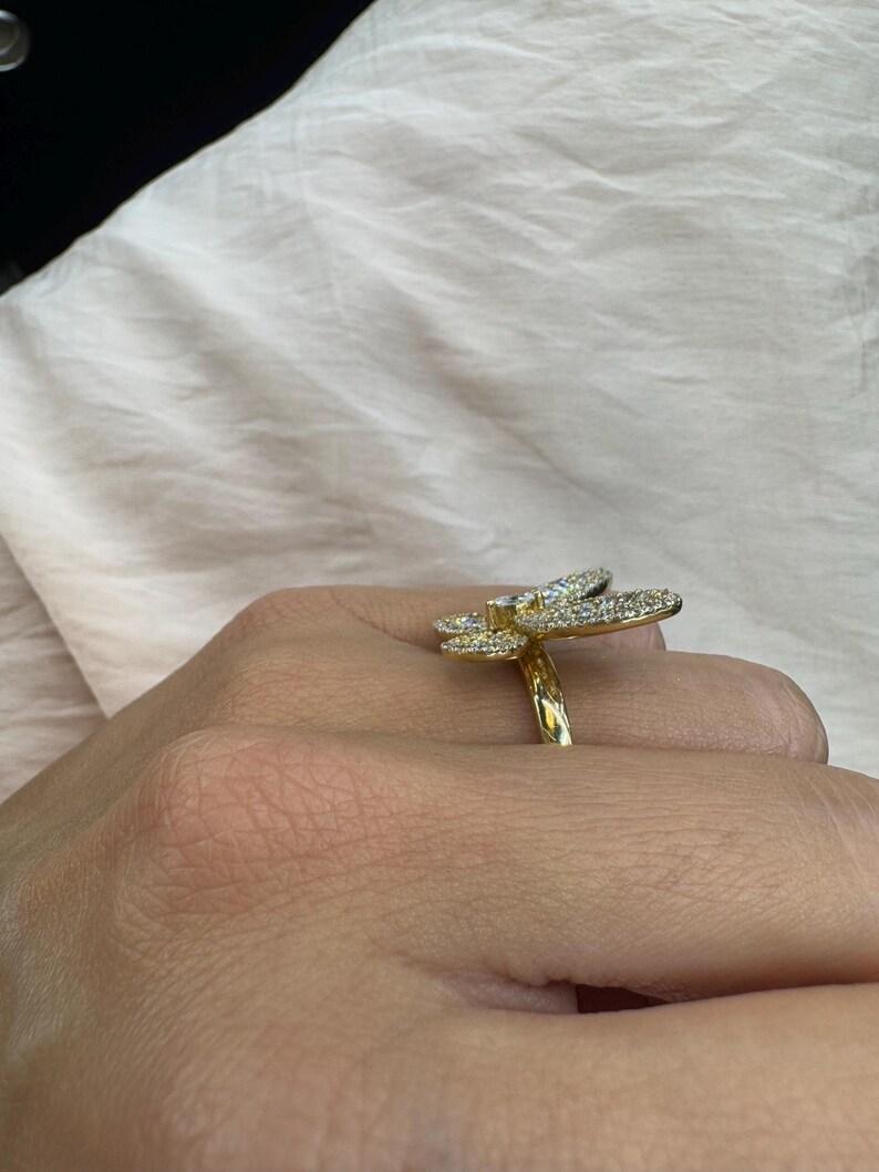 Asscher Cut Marquise Assher Cut & Round Diamond Butterfly Cocktail Ring 1.70 CTS 18KT Gold For Sale