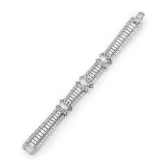 Marquise & Baguette Cut Diamond Three Row Bracelet