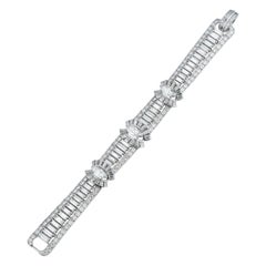 Retro Marquise & Baguette Cut Diamond Three Row Bracelet