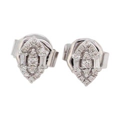 Clous d'oreilles en or 14 carats avec diamants baguettes et marquises