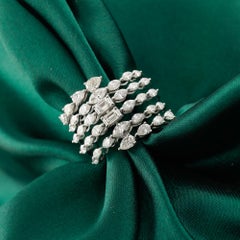 Marquise Baguette Diamond Multi Row Cocktail Ring 18K White Gold Statement Ring