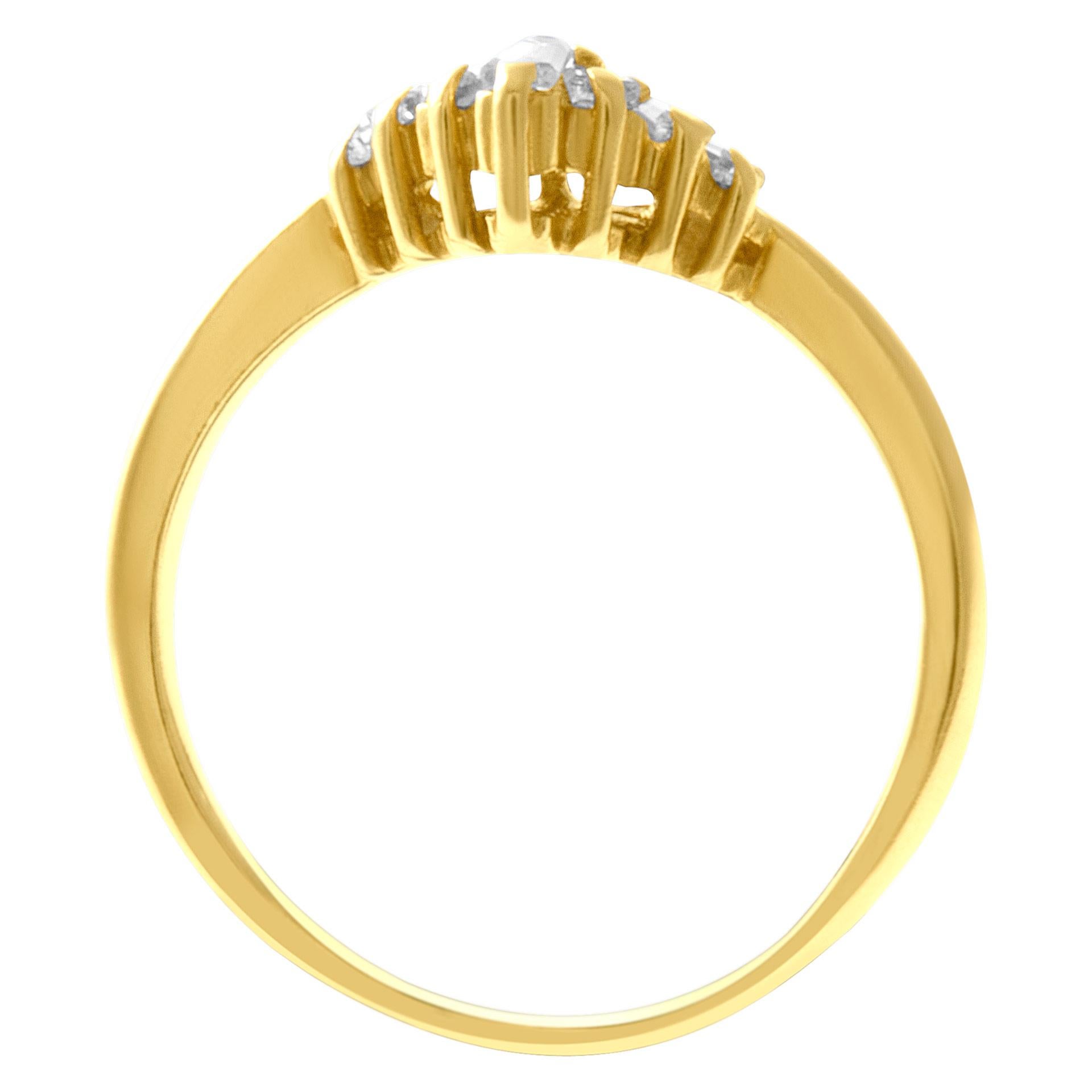 Marquise- und Baguette-Diamantring aus 14k Gelbgold. 0,90 Karat Damen im Angebot