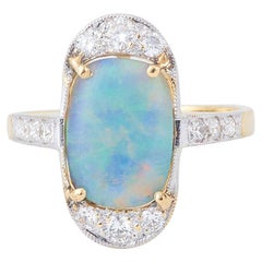 Marquise Blue Opal Diamonds 18 Carat Yellow Gold Ring