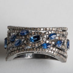 Marquise Blue Sapphire and Diamond Ring