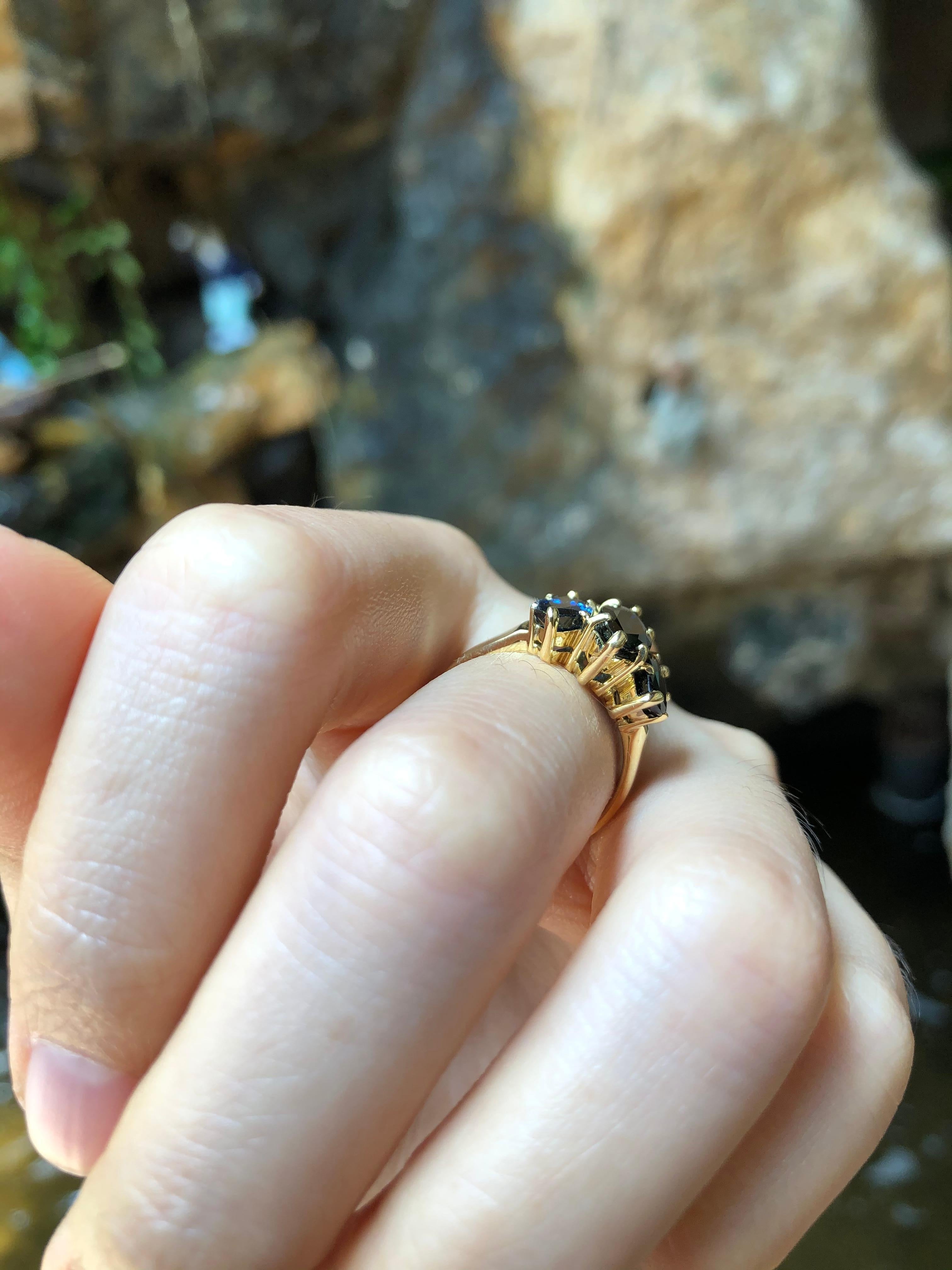 Marquise Cut Marquise Blue Sapphire Ring Set in 18 Karat Gold Settings For Sale