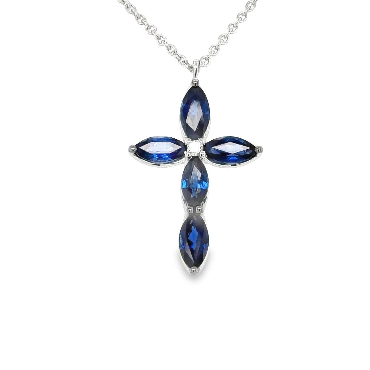 	TIMELESS Necklace Cross in white gold 18Kt 6.20 gr with 5 Marquise Blue Sapphires in total 2.82 ct and diamonds G color VS clarity in total 0.06 ct

The Timeless Collection was inspired by the endless elegance and sophistication of classic