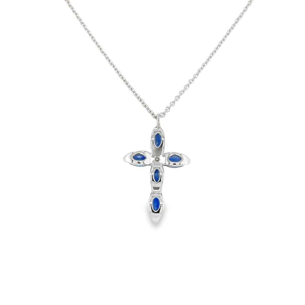 Contemporary Marquise Blue Sapphires  Necklace For Sale