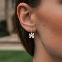 0.84ct Marquise & Pave Diamond Butterfly 14K Gold Drop Earrings
