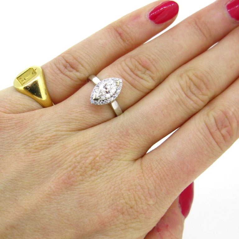 Marquise Certified Diamond Cluster Engagement Wedding Band