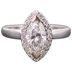 Marquise Certified Diamond Cluster Engagement Wedding Band Ring